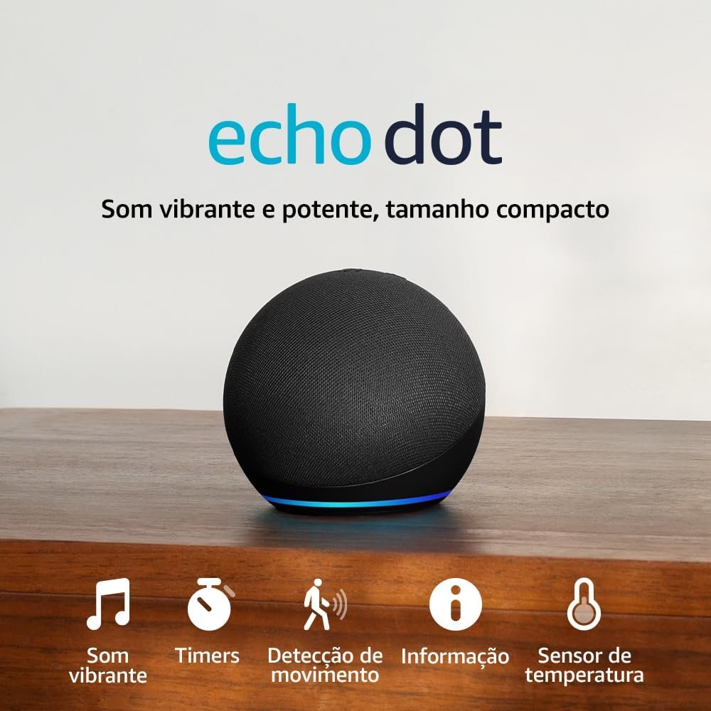 Amazon Echo Dot 5th Gen com assistente virtual Alexa melhor custo beneficio