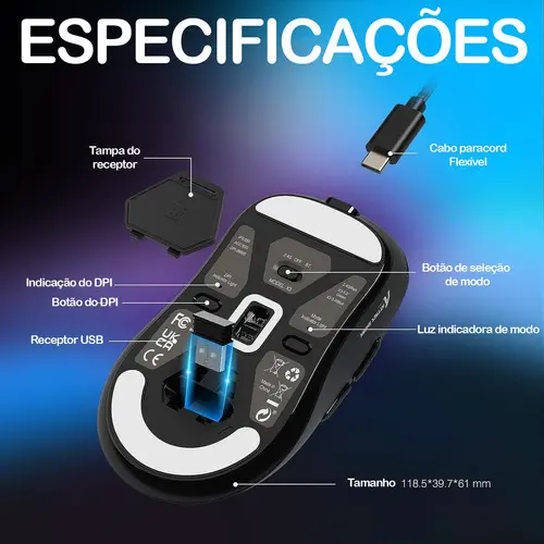 Mouse Gamer Attack Shark X3 Paw3395  melhor custo beneficio