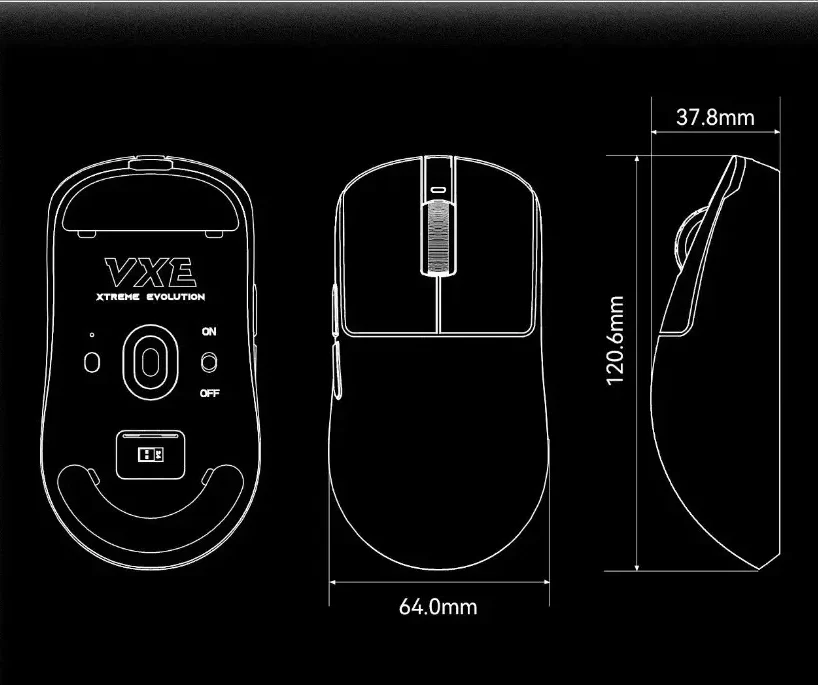 Mouse Gamer Vgn Vxe Dragonfly R1 Se Paw 3395 Tri-mode melhor custo beneficio